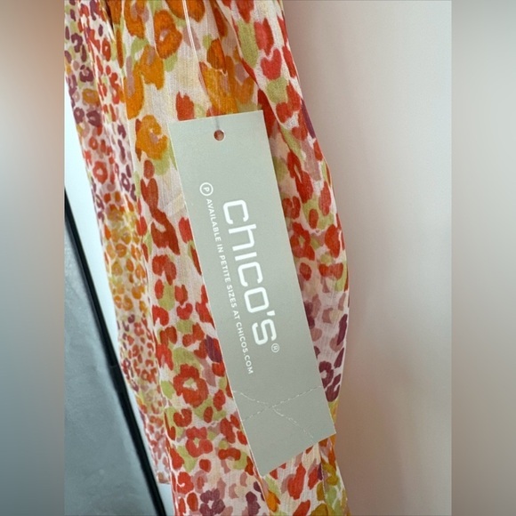 Chico’s Crinkle Chiffon Shirt Animal Print Sheer Sunburst Size 0 NWT $89.50 - Picture 2 of 5
